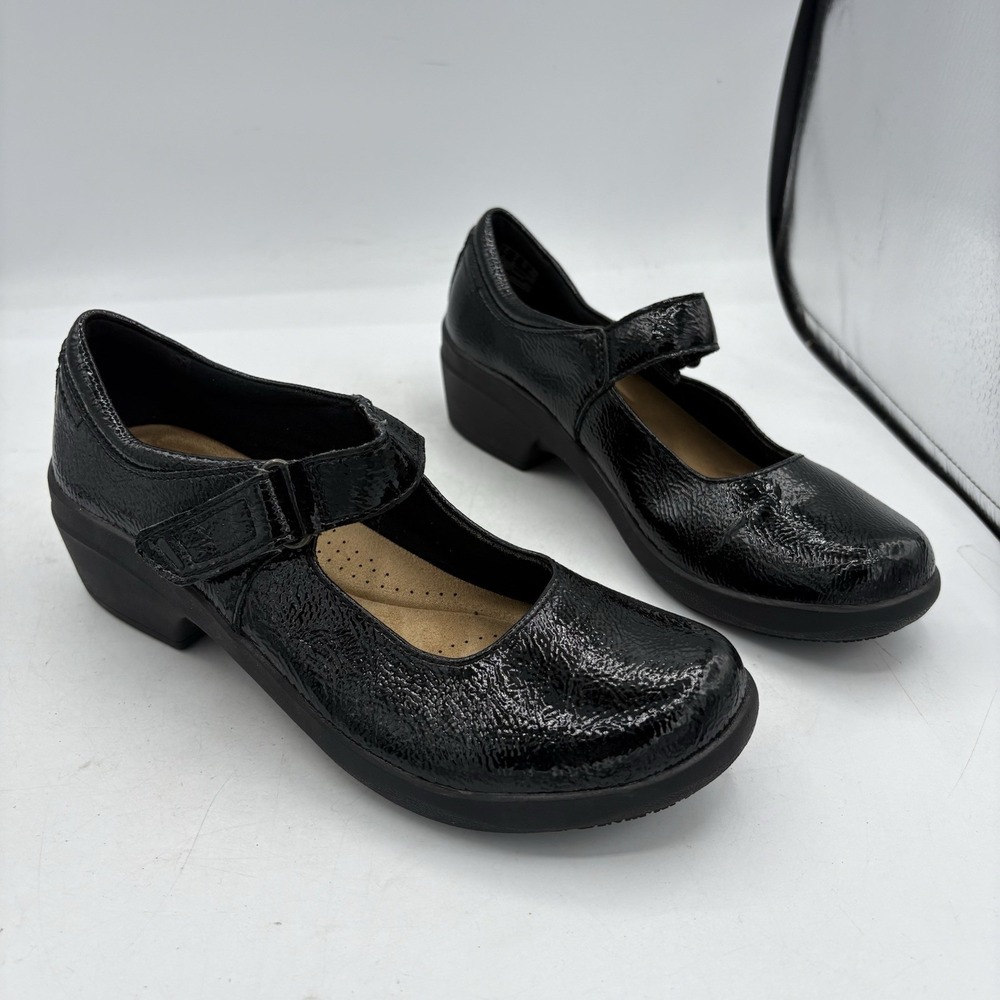 Clarks Shoes Womens Size 6 M Talene Ave Black Non‎ Slip Mary Jane Loafer Shiny